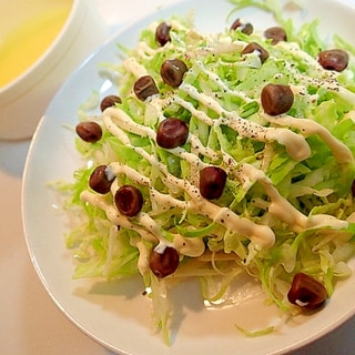 かぼす生姜マヨで　キャベツと新生姜と茶豆のサラダ♬